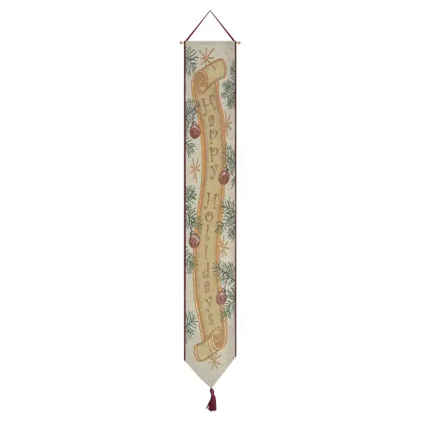 Happy Holidays Scroll Tapestry Bell Pull