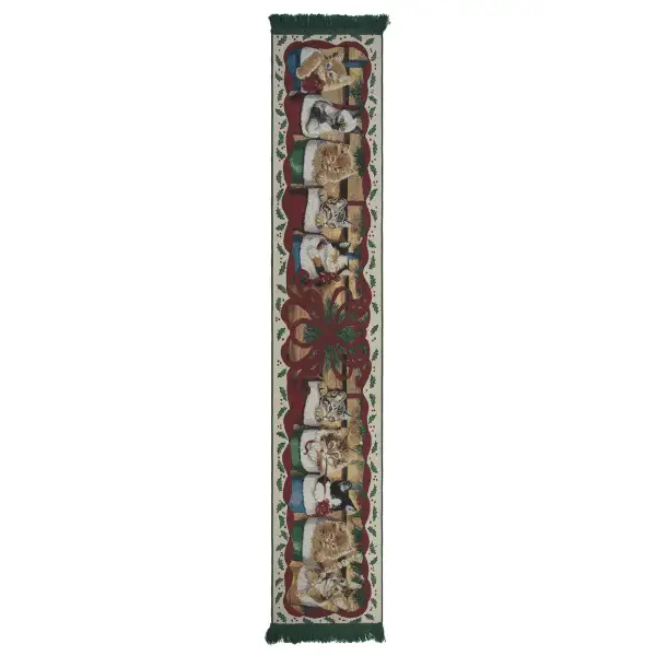 Cat Christmas Party Large Tapestry Table Runner