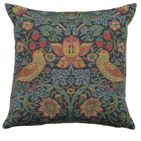 Strawberry Thief A Blue by William Morris European Cushion Cover