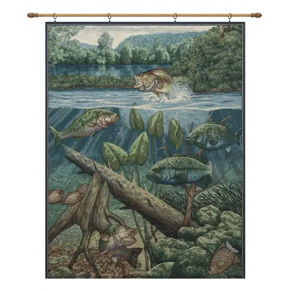 Fishin' Hole with Looped Brown Rod Wall Tapestry