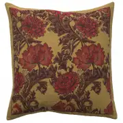 Chrysanthemum Bordo Belgian Cushion Cover - 16 in. x 16 in. Cotton/Viscose/Polyester by Charlotte Home Furnishings