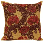 Chrysanthemum Bordo Belgian Cushion Cover - 16 in. x 16 in. Cotton/Viscose/Polyester by Charlotte Home Furnishings