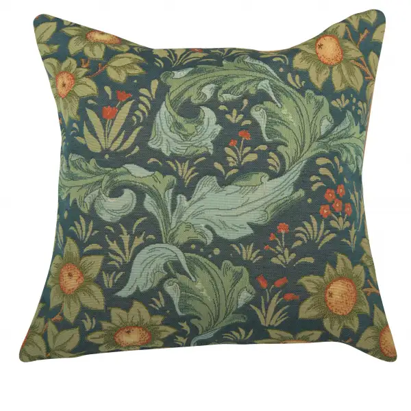 C Charlotte Home Furnishings Inc Arabesques W/Orange Tree Blue French Tapestry Cushion - 19 in. x 19 in. Cotton by William Morris