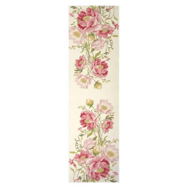 Peonies White French Tapestry Table Runner