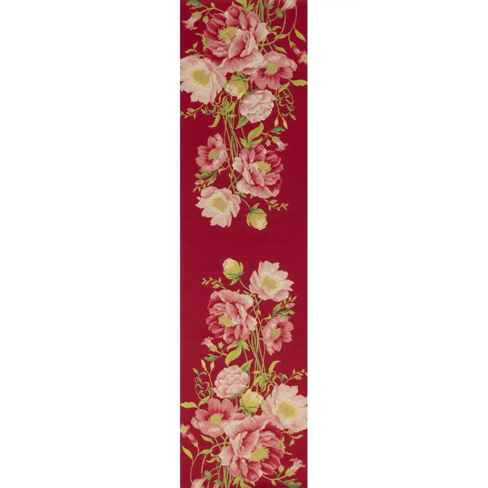 Peonies Pink French Tapestry Table Runner  NEW