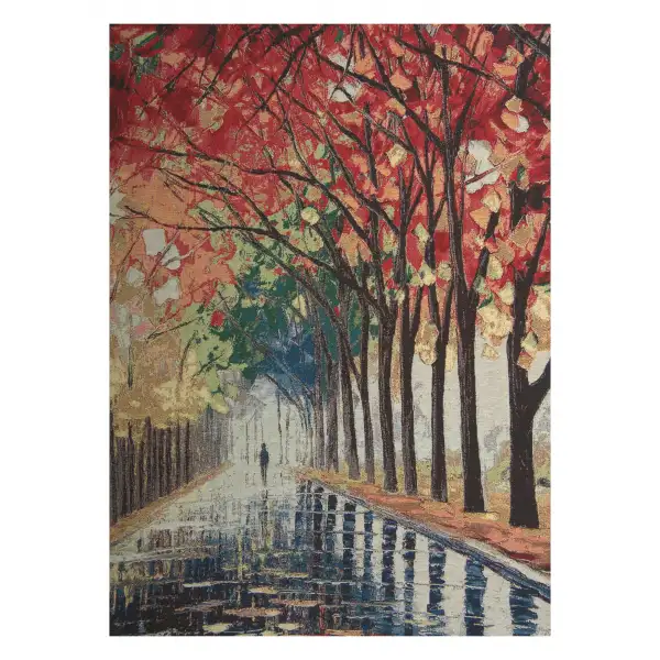 Walking Alone in the Rain  Wall Tapestry Stretched