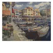 Tranquil Harbor View Stretched Wall Tapestry