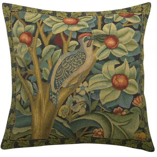 Woodpecker Right By William Morris Belgian Cushion Cover - 18 in. x 18 in. Cotton/Viscose/Polyester by William Morris