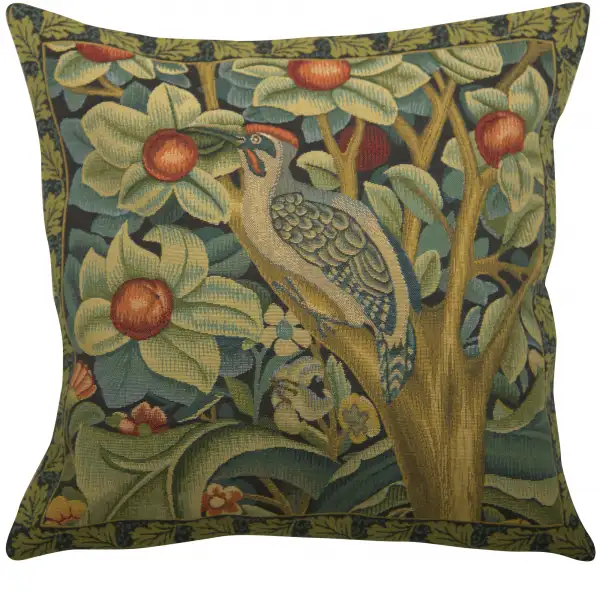 Woodpecker Left By William Morris Belgian Cushion Cover - 18 in. x 18 in. Cotton/Viscose/Polyester by William Morris