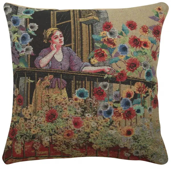 Thoughtful Floral Terrace Couch Pillow