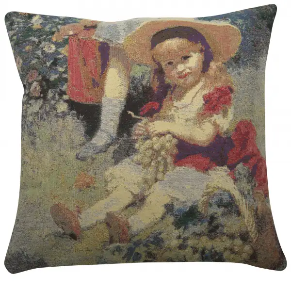 Child with Grapes Couch Pillow