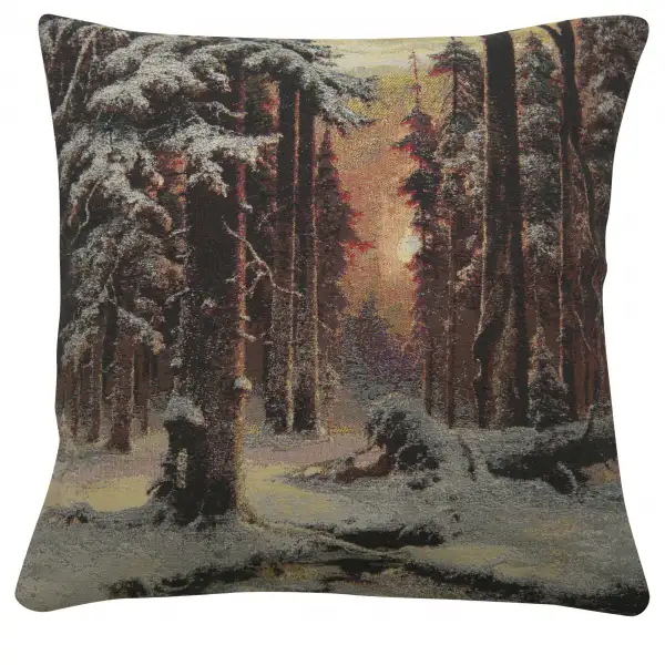 A Winter Forest Sunset Decorative Pillow Cushion Cover