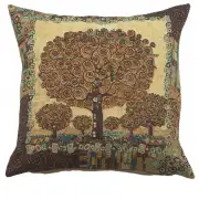 Tree Of Life A By Klimt Belgian Cushion Cover - 18 in. x 18 in. Cotton/viscose/goldthreadembellishments by Gustav Klimt