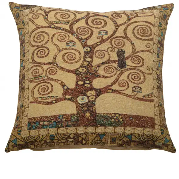 Tree Of Life B By Klimt Belgian Cushion Cover - 18 in. x 18 in. Cotton/viscose/goldthreadembellishments by Gustav Klimt