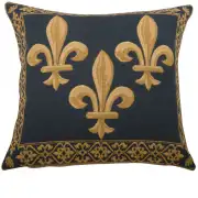 Fleur de Lys III Blue Belgian Sofa Pillow Cover