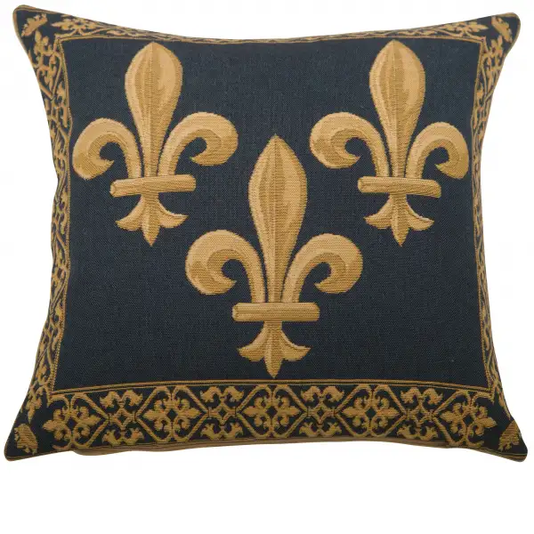 Fleur de Lys III Blue European Cushion Cover