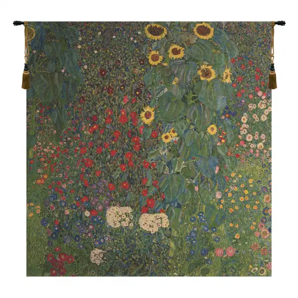 Country Garden III By Klimt Belgian Tapestry Wall Hanging - 37 in. x 38 in. cotton/wool/viscose by Gustav Klimt