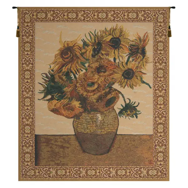 The Sunflower Beige Belgian Wall Tapestry