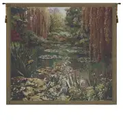 Monet's Garden III Small with Border Belgian Wall Tapestry