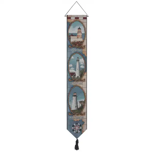 Lighthouses of the Great Lakes-Presque Wall Tapestry Bell Pull