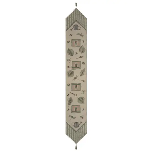 Garden Elements Large with Green Tassel Tapestry Table Runner