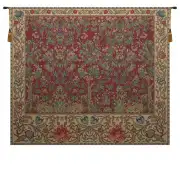 The Tree Of Life Forest Red Belgian Tapestry - 81 in. x 68 in. Cotton/Viscose/Polyester by William Morris