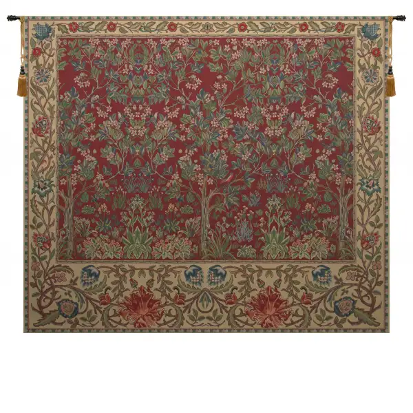 The Tree of Life Forest Red Belgian Tapestry