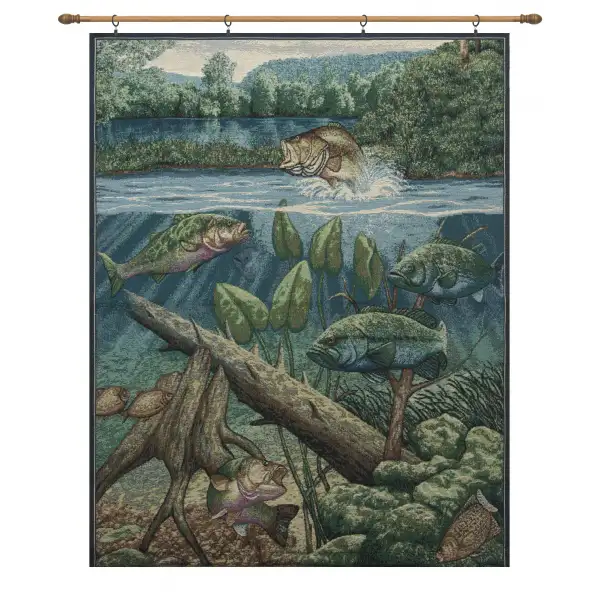 Fishin' Hole with Looped Black Rod Fine Art Tapestry