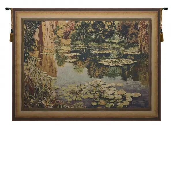 Lake Giverny Light With Border Belgian Tapestry Wall Hanging