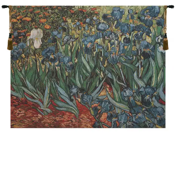 Irises In Garden II Belgian Tapestry Wall Hanging - 48 in. x 37 in. Cotton/Acrylic/Wool/Polyester by Vincent Van Gogh