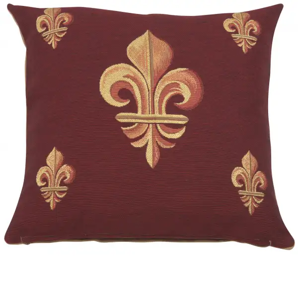 Five Fleur De Lys Red Cushion - 19 in. x 19 in. Cotton by Charlotte Home Furnishings