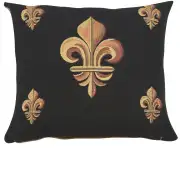 Five Fleur de Lys Black French Tapestry Cushion
