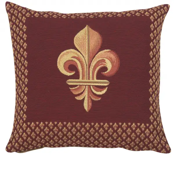 Framed Fleur de Lys Red Cushion