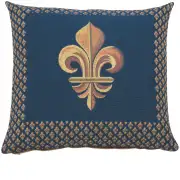 Framed Fleur De Lys Blue Cushion - 19 in. x 19 in. Cotton by Charlotte Home Furnishings