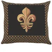 Framed Fleur de Lys Black French Couch Cushion