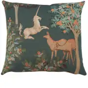 Unicorn And Does Forest Blue Cushion - 19 in. x 19 in. Cotton by Charlotte Home Furnishings