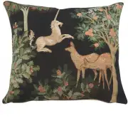 Unicorn And Does Forest Black Cushion - 19 in. x 19 in. Cotton by Charlotte Home Furnishings