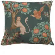 Lion and Pheasant Forest Blue French Couch Cushion