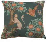 Lion and Pheasant Forest Blue French Tapestry Cushion