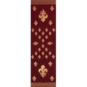Royal Fleur De Lys Red French Table Mat - 18 in. x 68 in. Cotton/viscose/goldthreadembellishments by Charlotte Home Furnishings Inc