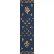 Royal Fleur De Lys Blue French Table Mat – 18 in. x 68 in. Cotton/viscose/goldthreadembellishments by Charlotte Home Furnishings