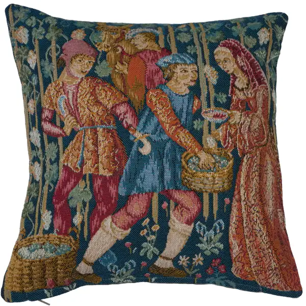 Wine Making Small French Tapestry Cushion