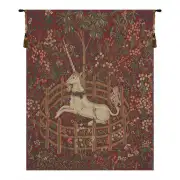 Unicorn In Captivity Red Belgian Tapestry - 34 in. x 42 in. Cotton/Viscose/Polyester by Charlotte Home Furnishings