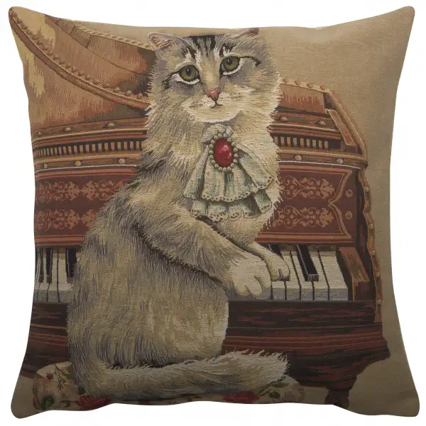 Cat With Piano European Cushion Cover