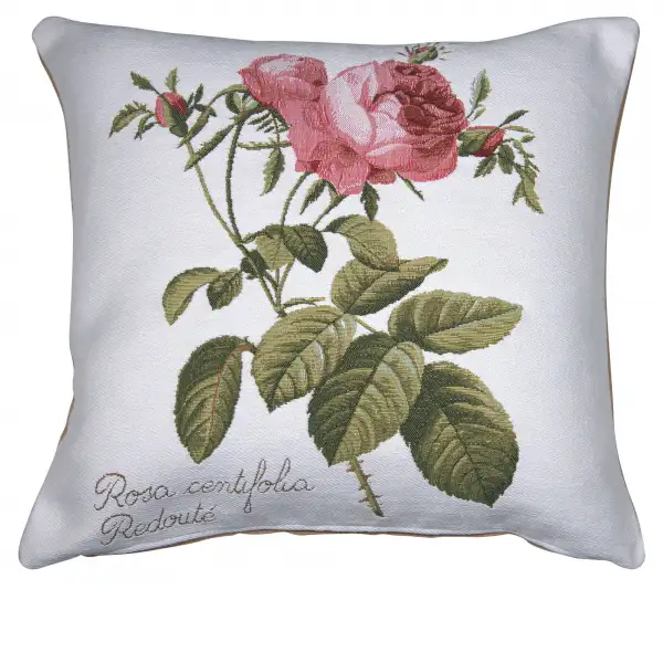 Rose On Right White French Tapestry Cushion