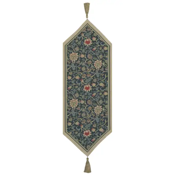 Fleur De Morris Blue Belgian Table Runner