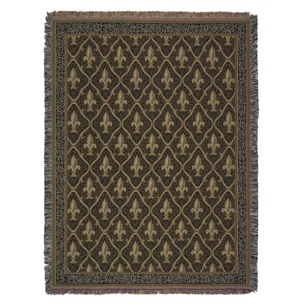 Fleur De Lis Black II Tapestry Throw