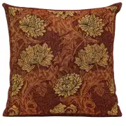 Chrysanthemum Brown Belgian Couch Pillow