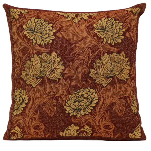 Chrysanthemum Brown Belgian Cushion Cover - 16 in. x 16 in. Cotton/Viscose/Polyester by William Morris