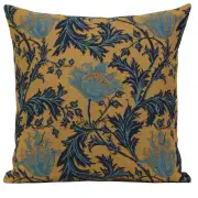 Anemone Blue Gold Belgian Cushion Cover - 16 in. x 16 in. Cotton/Viscose/Polyester by William Morris